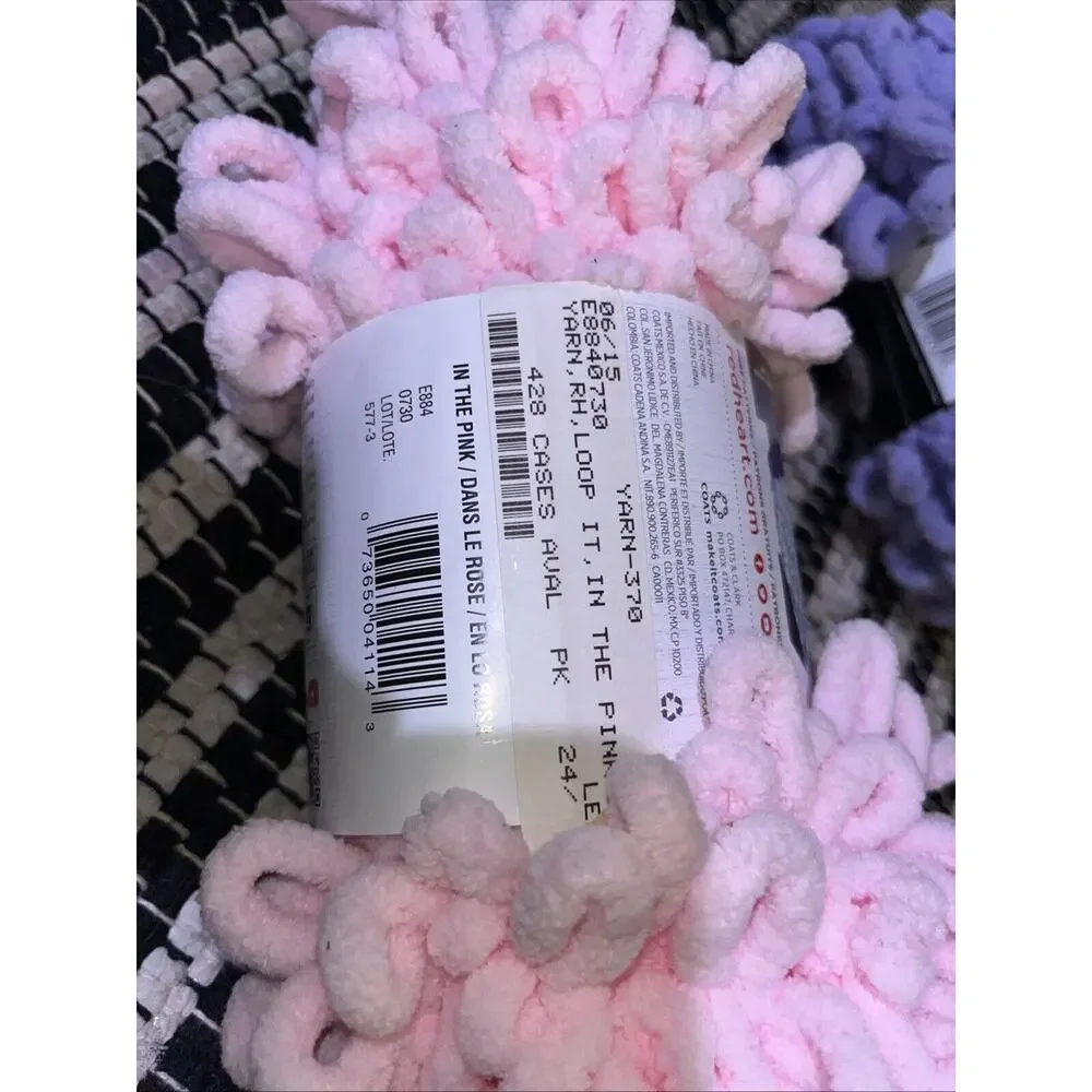 yarn lot Of‎ 2 “in The Pink” “purple Heart” Finger Loop Yarn